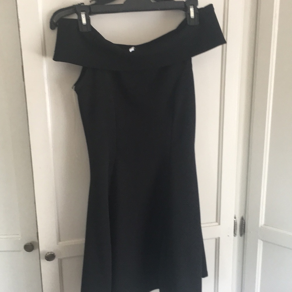 off the shoulder black dress